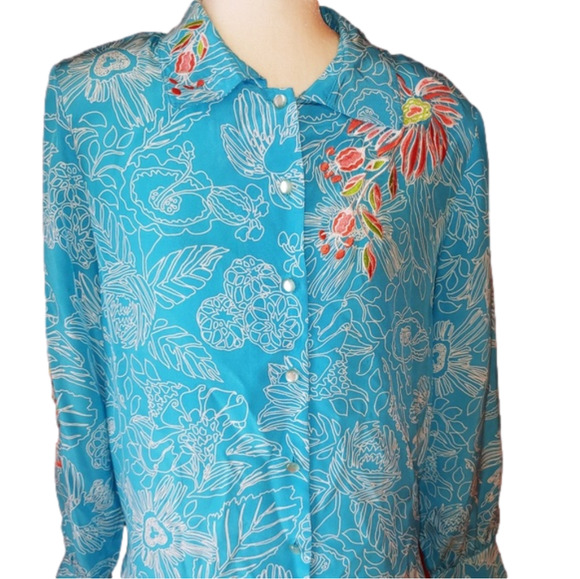 Vintage 80's Bob Mackie Silk Blouse M - Picture 1 of 8